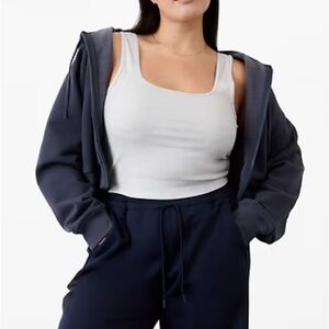 Athleta Signature Rib Square Neck Crop Tank XL Fog grey Heather